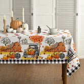 Thanksgiving Autumn Harvest Black Buffalo Plaid House Pumpkin Truck Table Cover for Party Picnic Dinner Decor